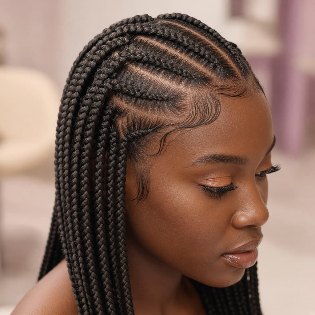 Knotless braid hairstyling